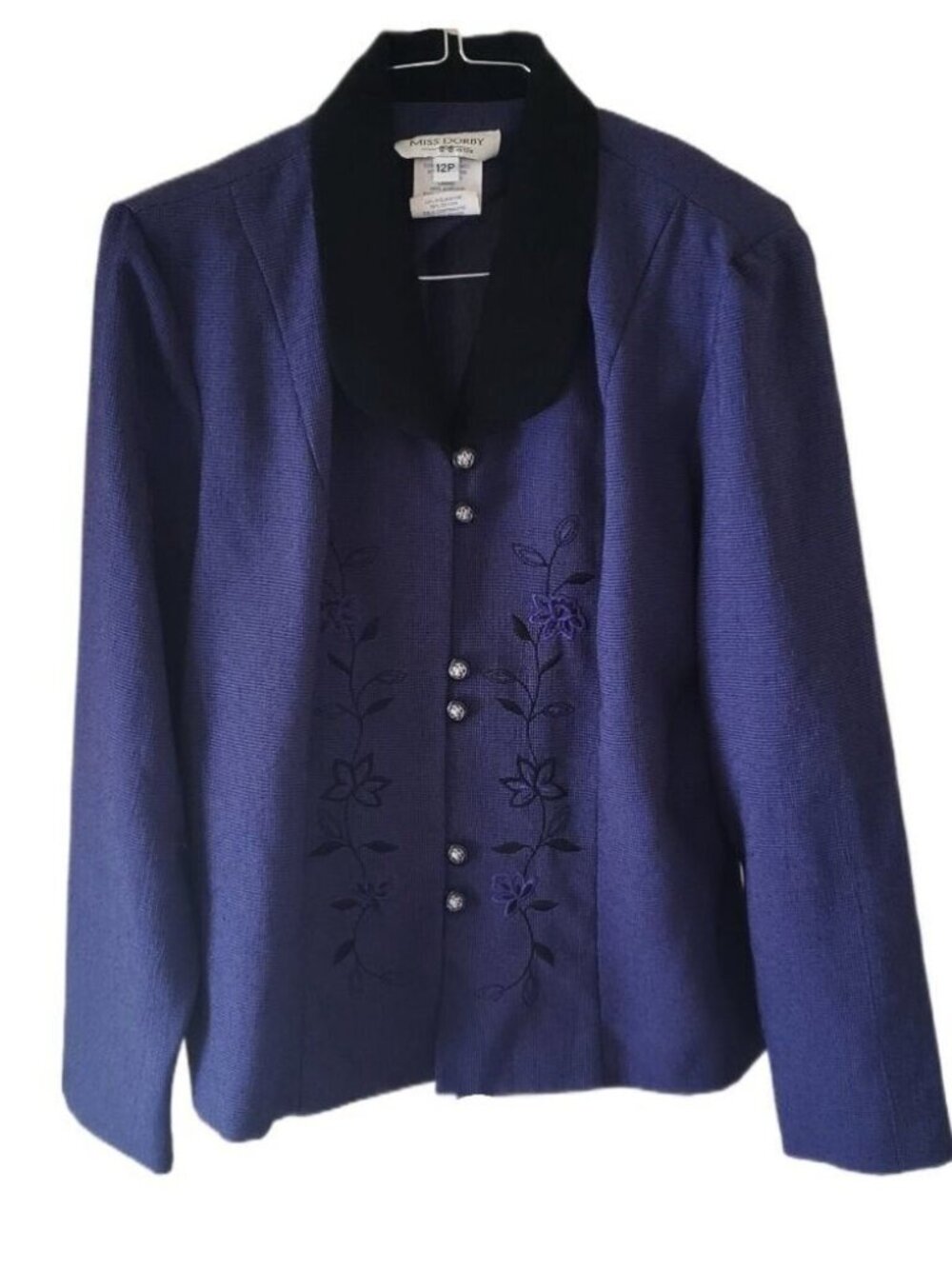 Miss Dorby Purple Embroidered Floral Blazer
